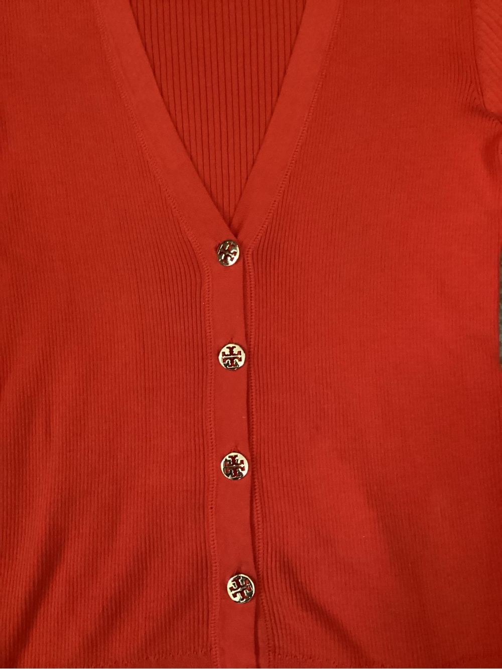Tory Burch Simone V-Neck Button Ribbed Cardigan - Picture 5 of 6